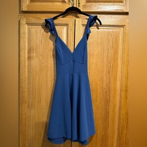 Windsor Royal Blue Ruffle Strap Dress